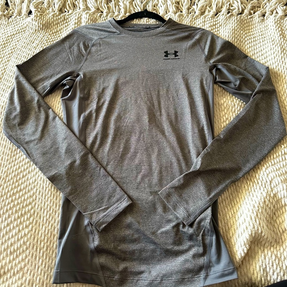 Gray Under-armor Tight-fit Athletic Long Sleeve